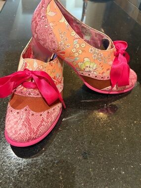 Floral Pink Satin Bow Women’s Heels